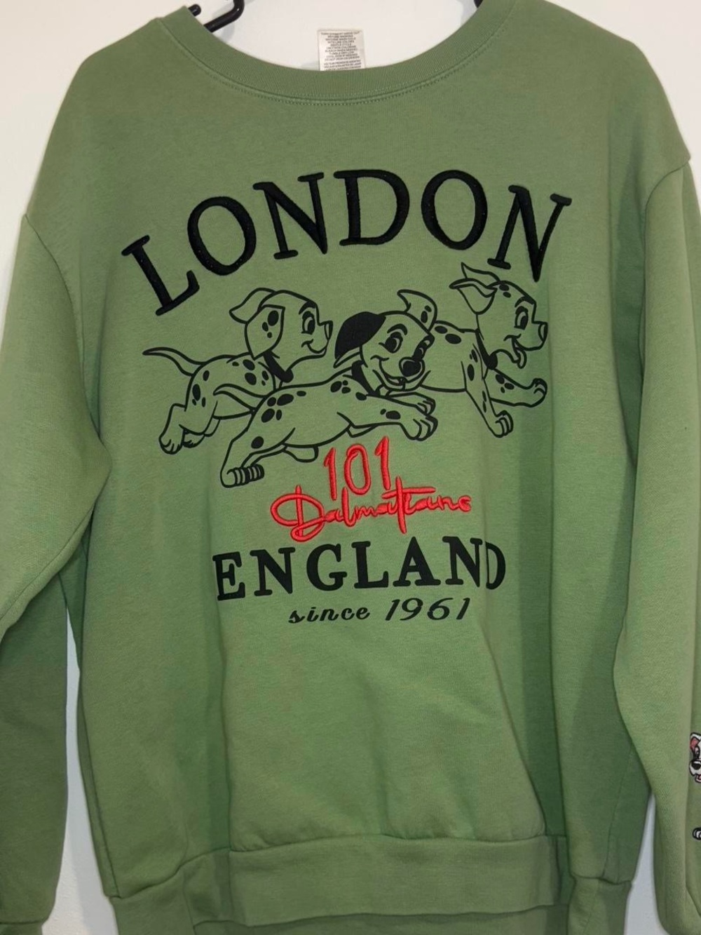 Disney 101 Dalmatians London England Crewneck Sweatshirt - Green